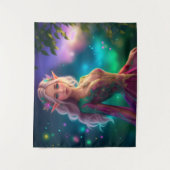 小妖精や小人ガールプリンセスファンタジーグリッターターコイズ魔法 タペストリー (正面)