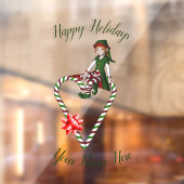 小妖精や小人キャンディーケーンハートかわいいクリスマスホリデー ウィンドウサイン (シート2)