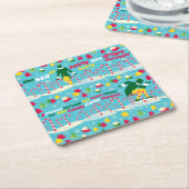 小妖精や小人キャンディーパターン スクエアペーパーコースター (アングル)