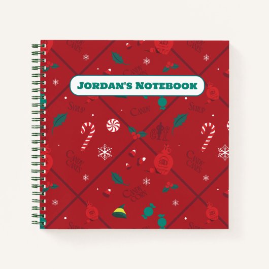 小妖精や小人キャンディ市松模様にパターン ノートブック (正面)