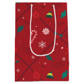 小妖精や小人キャンディ市松模様にパターン ミディアムペーパーバッグ (裏面)