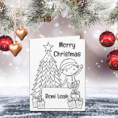 小妖精や小人クリスマスカラーリング&ゲーム活動 カード