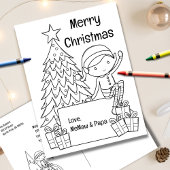 小妖精や小人クリスマスカラーリング シーズンポストカード