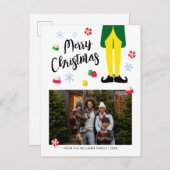 小妖精や小人クリスマスカード(写真付) シーズンポストカード (正面/裏面)