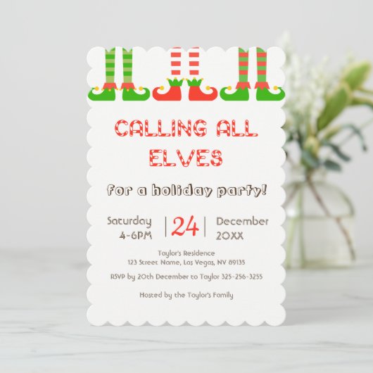 小妖精や小人クリスマスパーティの招待状 招待状 (スタンド正面)