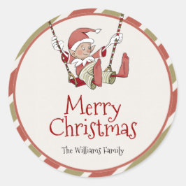 小妖精や小人クリスマスプレゼントラベルシール ラウンドシール