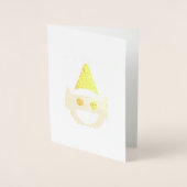 小妖精や小人クリスマスホリデーカワイイおもしろい笑顔ハッピーフォイル 箔カード (正面)