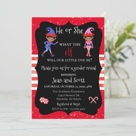 小妖精や小人クリスマスホリデージェンダーが民族を明らかにする 招待状 (スタンド正面)