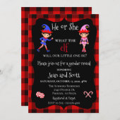 小妖精や小人クリスマスホリデージェンダーリビールバッファロープレイド 招待状 (正面/裏面)