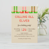 小妖精や小人クリスマスホリデーパーティー招待状 招待状 (スタンド正面)