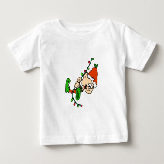小妖精や小人クリスマス幼児長い休暇シャツ ベビーTシャツ (正面)