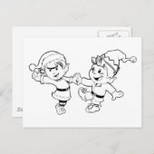小妖精や小人クリスマス踊り シーズンポストカード (正面/裏面)