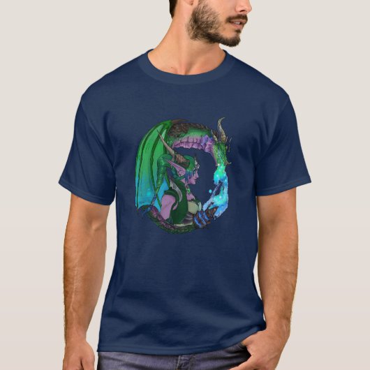 小妖精や小人グリーンドラゴン Tシャツ (正面)