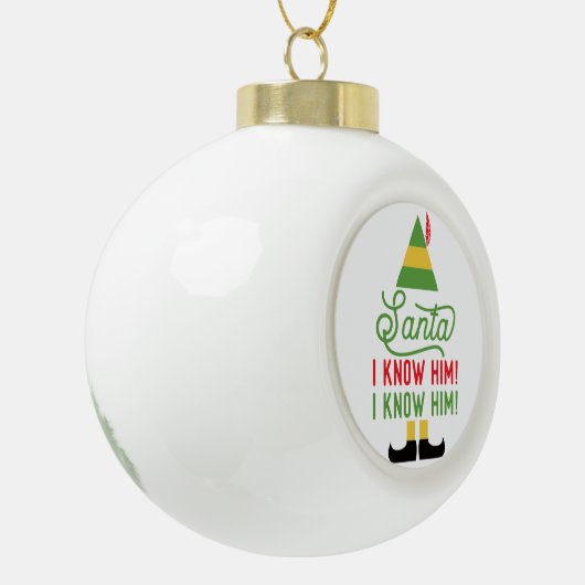 小妖精や小人サンタ私は彼をクリスマスのオーナメント知っています セラミックボールオーナメント (左)