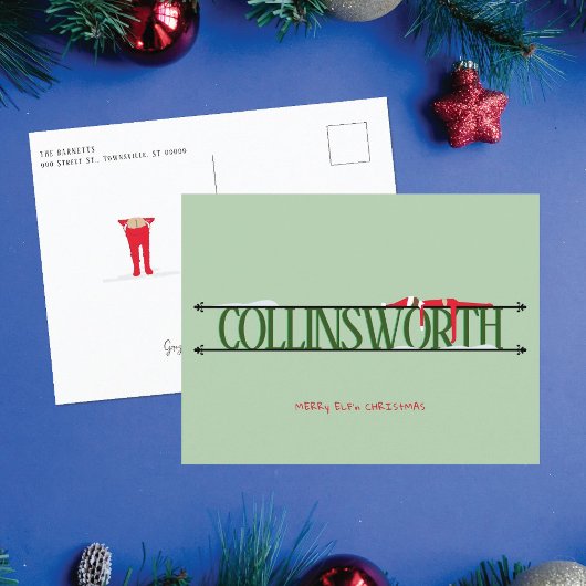 小妖精や小人シェナニガングリーンクリスマスポストカード シーズンポストカード