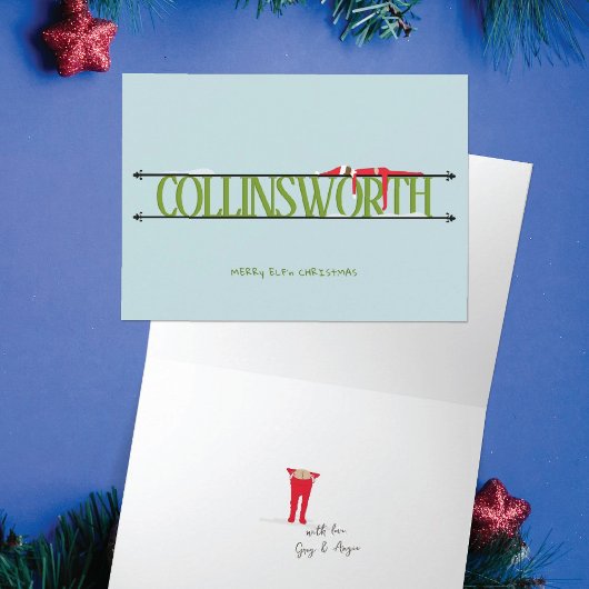 小妖精や小人シェナニガンス名サイングリーン&ブルー折り カード