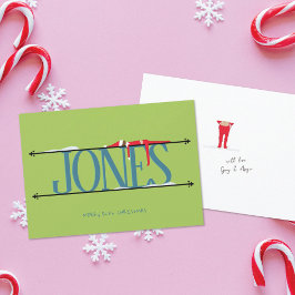 小妖精や小人シェナニガンス名サインティール（緑がかった色）&グリーンクリスマス シーズンカード