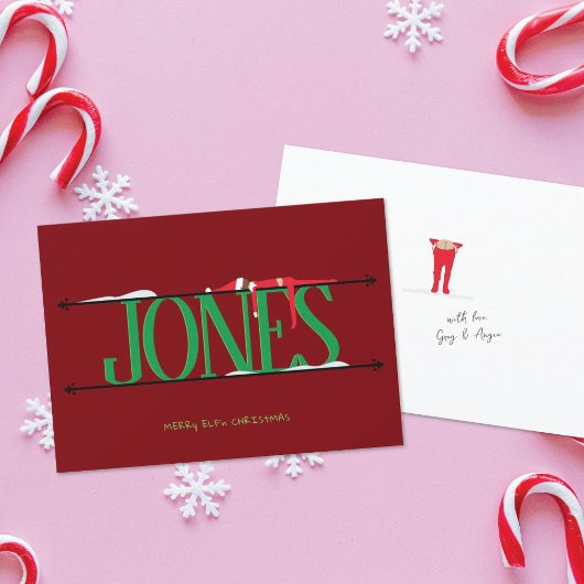 小妖精や小人シェナニガンス名サインレッド&グリーンクリスマス シーズンカード