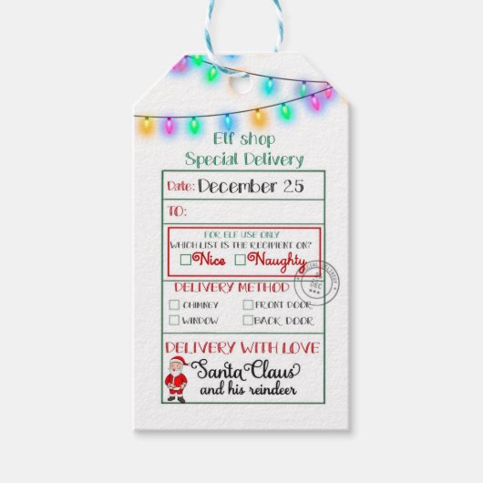 小妖精や小人ショップスペシャルデリバリサンタニースいけなまたは ギフトタグ (正面)