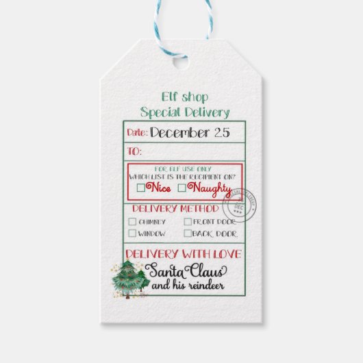 小妖精や小人ショップスペシャルデリバリツリーニースいけなまたは ギフトタグ (正面)