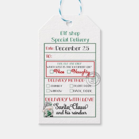 小妖精や小人ショップスペシャルデリバリー格言ニースいけなまたは ギフトタグ (正面)