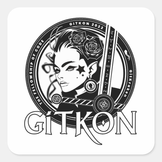 小妖精や小人シール | GitKon:コードフェローシップ スクエアシール (正面)