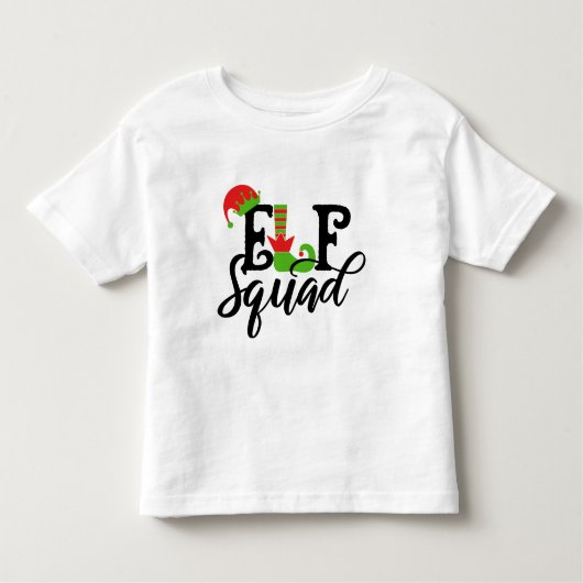 小妖精や小人スカッドモダンタイポグラフィクリスマス トドラーTシャツ (正面)