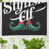 小妖精や小人スタイリッシュグループ一致ファミリークリスマス キッチンタオル (折り畳み)