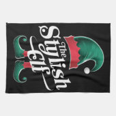 小妖精や小人スタイリッシュグループ一致ファミリークリスマス キッチンタオル (横)