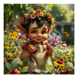 小妖精や小人ストロベリーポスター ポスター