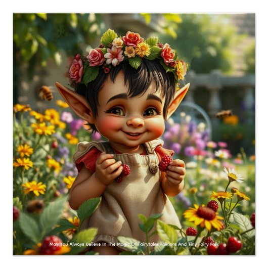 小妖精や小人ストロベリーポスター ポスター (正面)