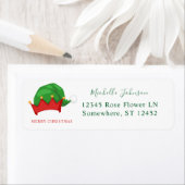 小妖精や小人ズハット2クリスマスグリーン差出人住所ラベル ラベル (インサイチュ)