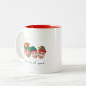 小妖精や小人チーム4枚の写真クリスマス ツートーンマグカップ (正面左)