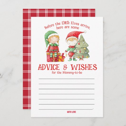 小妖精や小人ツインズベビーシャワー、ママ用アドバイス ノートカード (正面/裏面)