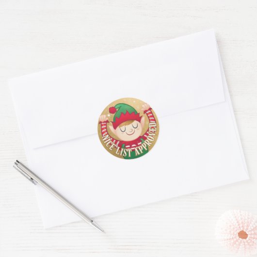 小妖精や小人デリバリーサンタの素敵なリストクリスマス ラウンドシール (封筒)