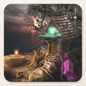 小妖精や小人ハウス スクエアペーパーコースター (正面)