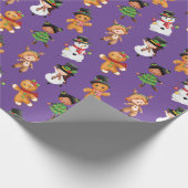 小妖精や小人パタおもしろいーン雪だるまクリスマス付きかわいらし ラッピングペーパー (角)