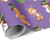 小妖精や小人パタおもしろいーン雪だるまクリスマス付きかわいらし ラッピングペーパー (ロールコーナー)