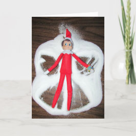 小妖精や小人パーソナライズされたスノーエンジェルクリスマスカード シーズンカード