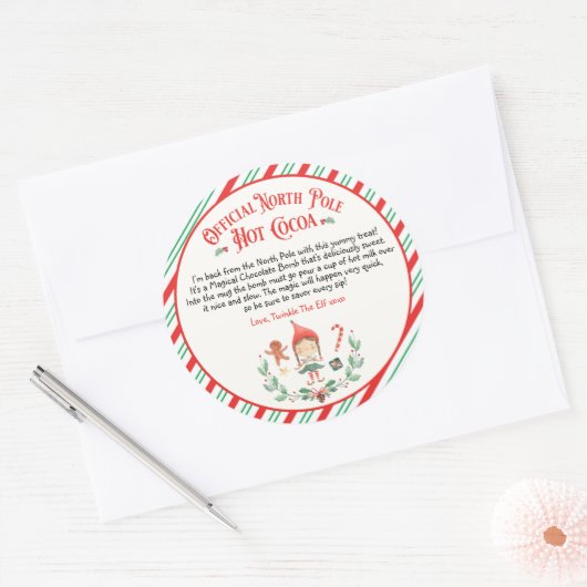 小妖精や小人パーソナライズされたホットチョコレート爆弾到着ギフト ラウンドシール (封筒)
