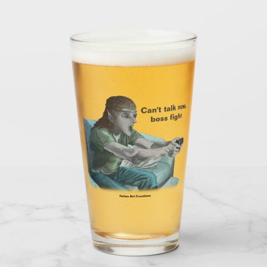 小妖精や小人ビデオゲーマーボスファイトファンタジーアートガラスカップ タンブラーグラス (ドリンク正面)