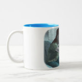 小妖精や小人ビデオゲーマーボスファイトファンタジーアートコーヒーマグ ツートーンマグカップ (左)