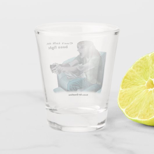 小妖精や小人ビデオゲーマーボスファイトファンタジーアートショットガラス ショットグラス (裏面)
