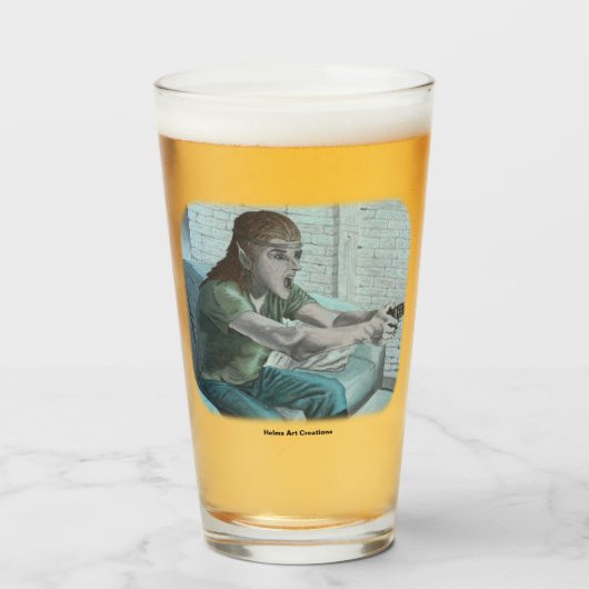 小妖精や小人ビデオゲーマーボス戦いファンタジー飲みガラス タンブラーグラス (ドリンク正面)