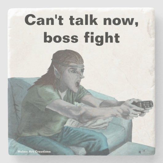 小妖精や小人ビデオゲーマー遊ズのビデオゲーム石コースター ストーンコースター (正面)