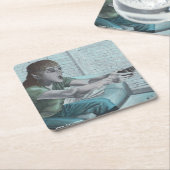 小妖精や小人ビデオゲーマー遊ズゲームファンタジー紙コースター スクエアペーパーコースター (アングル)