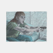 小妖精や小人ビデオゲームプレーヤーファンタジーアートフリースブランケット フリースブランケット (正面(横))