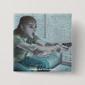 小妖精や小人ビデオゲームプレーヤーファンタジーアートボタン 缶バッジ (正面)