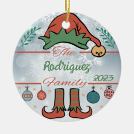 小妖精や小人ファミリークリスマス セラミックオーナメント