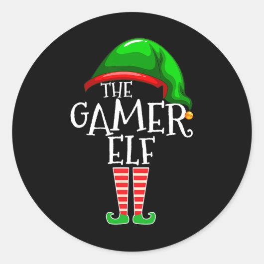 小妖精や小人ファミリーマッチンググループクリスマスプレゼント動画ゲーム ラウンドシール (正面)